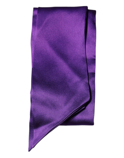 Dolce &amp; Gabbana – Violetter Foulard-Schal aus Satinseide mit schmalem Halsausschnitt