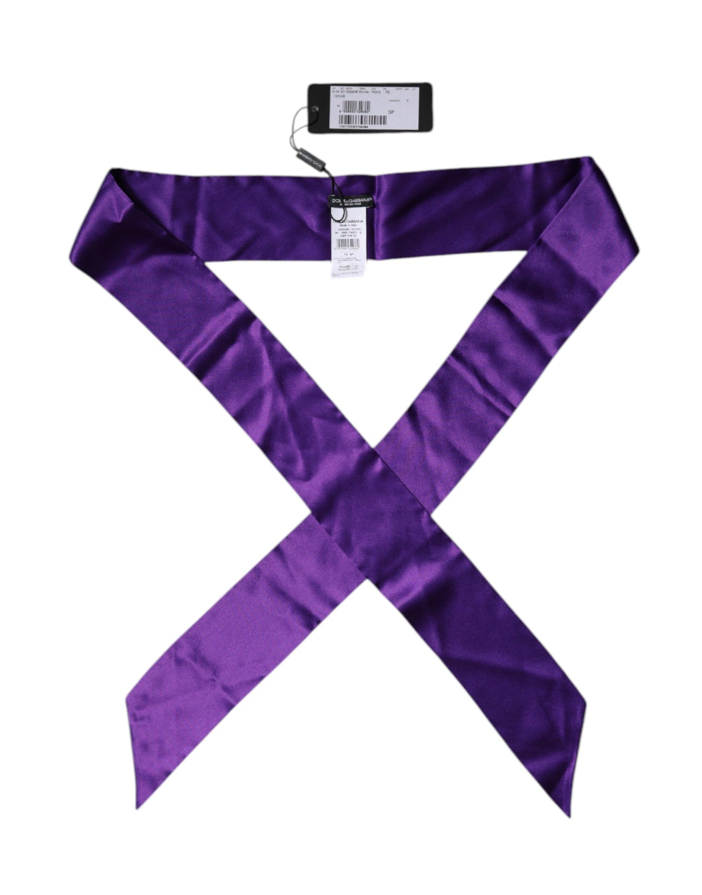 Dolce &amp; Gabbana – Violetter Foulard-Schal aus Satinseide mit schmalem Halsausschnitt
