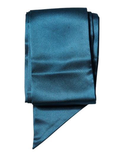 Dolce &amp; Gabbana – Dunkelgrüner schmaler Foulard-Schal aus Satinseide