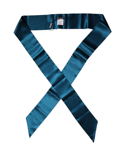 Dolce &amp; Gabbana – Dunkelgrüner schmaler Foulard-Schal aus Satinseide