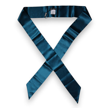 Dolce &amp; Gabbana – Dunkelgrüner schmaler Foulard-Schal aus Satinseide