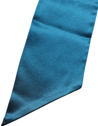 Dolce &amp; Gabbana – Dunkelgrüner schmaler Foulard-Schal aus Satinseide