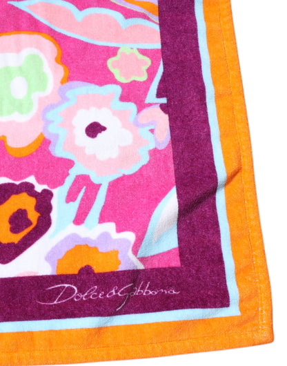 Dolce &amp; Gabbana Strandtuch aus Baumwolle mit mehrfarbigem Blumendruck