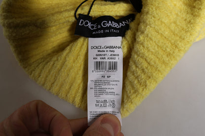 Dolce &amp; Gabbana – Gelbe Wintermütze aus gestrickter Baumwolle