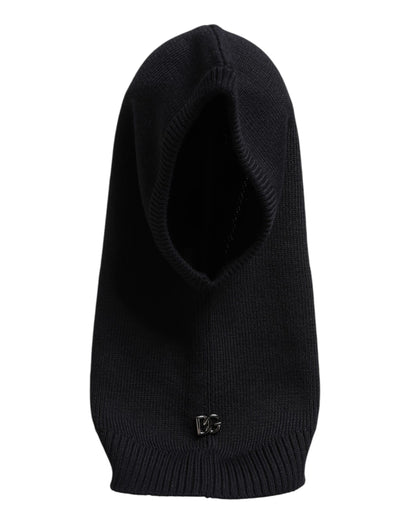 Dolce &amp; Gabbana Balaclava-Mütze aus schwarzer Wolle für den ganzen Kopf