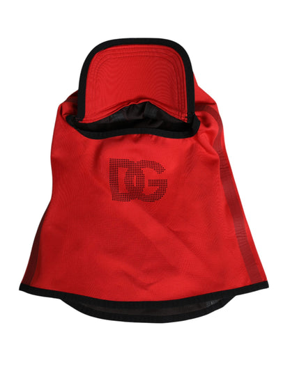 Dolce &amp; Gabbana – Balaclava-Mütze aus Polyester mit rotem Logo und breiter Krempe