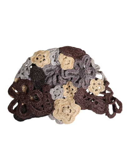 قبعة بيني من الحرير متعدد الألوان مزينة بنقشة زهور من دولتشي آند غابانا