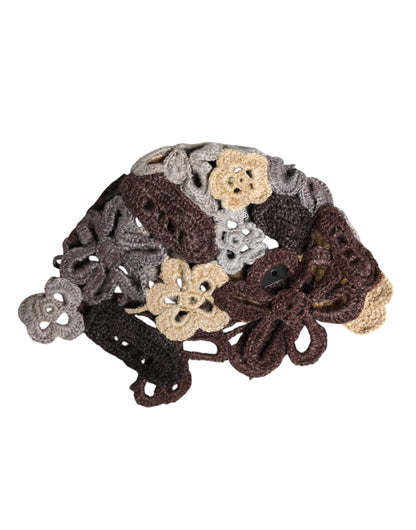 قبعة بيني من الحرير متعدد الألوان مزينة بنقشة زهور من دولتشي آند غابانا