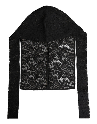 Dolce &amp; Gabbana – Schwarzer Wickelhut mit Blumenspitze