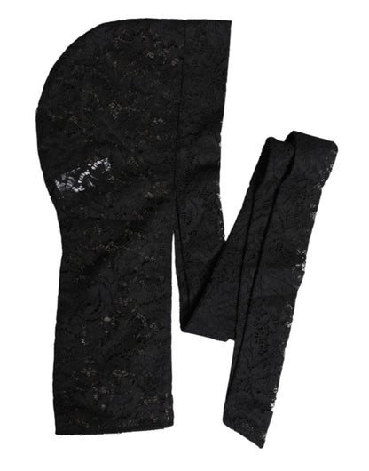 Dolce &amp; Gabbana – Schwarzer Wickelhut mit Blumenspitze