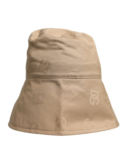Dolce &amp; Gabbana Beige Baumwoll-Bucket-Cap mit Logo-Monogramm