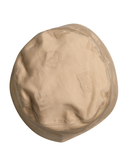 Dolce &amp; Gabbana Beige Baumwoll-Bucket-Cap mit Logo-Monogramm