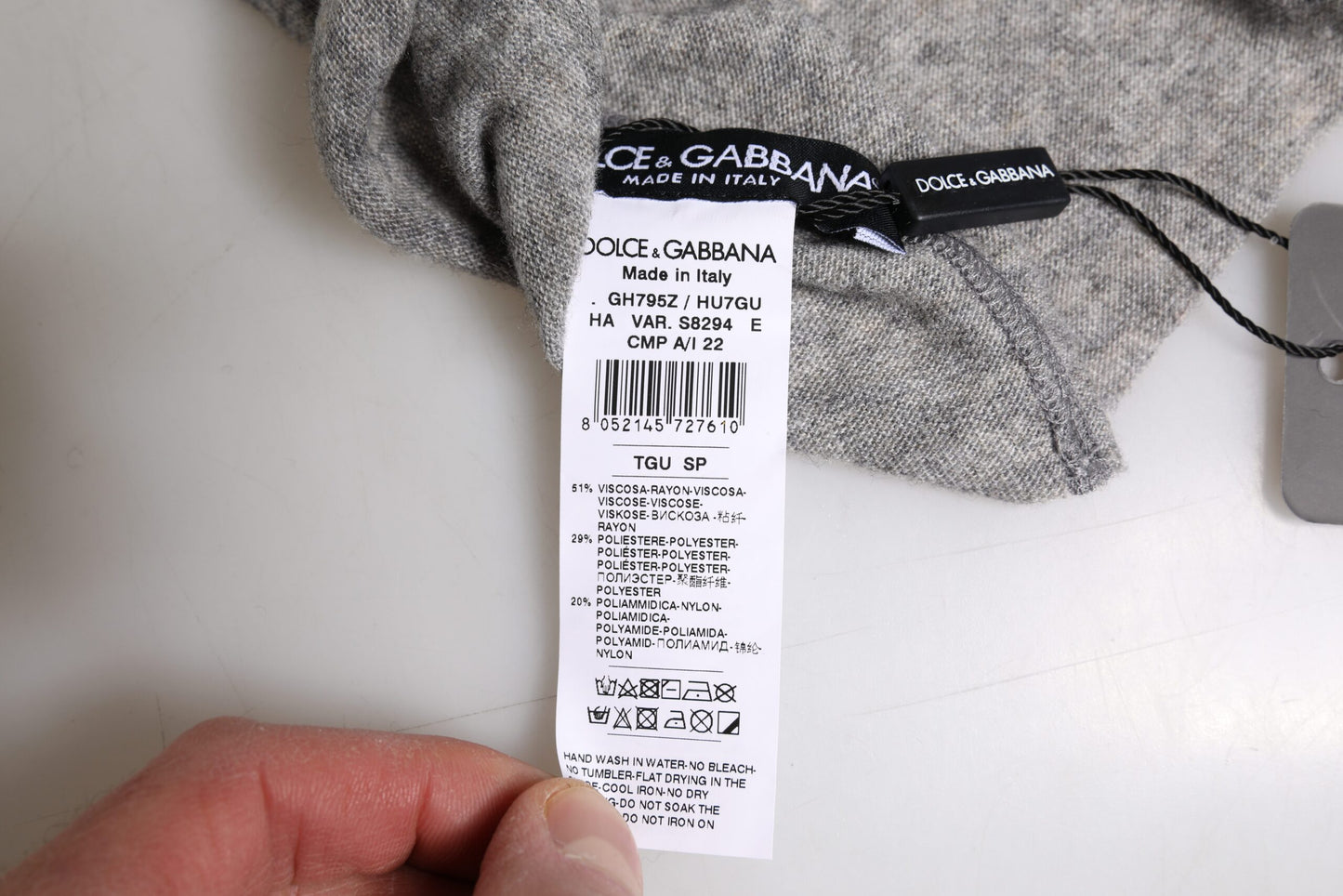 Dolce &amp; Gabbana Graue Strickmütze aus Viskosemischung