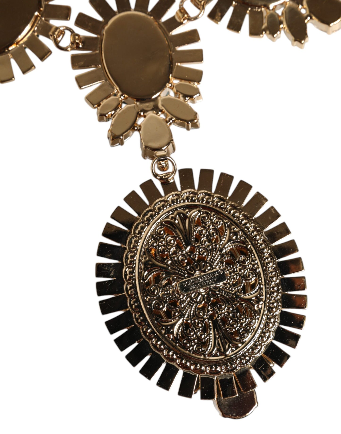 Dolce &amp; Gabbana – Halskette „Pietre“ aus goldfarbenem Messing mit ovaler Kristallverzierung