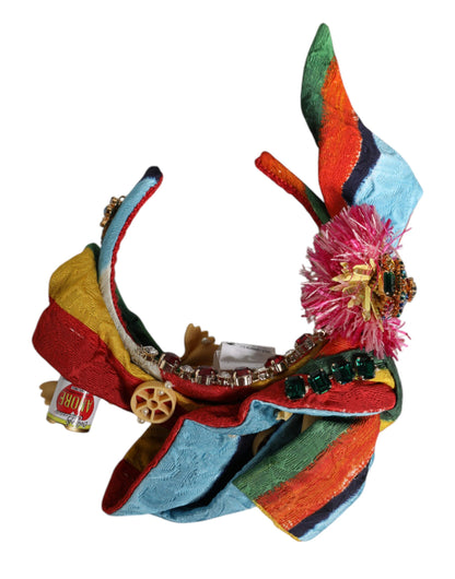 Dolce &amp; Gabbana – Mehrfarbiges, mit Blumen und Kristallen verziertes Diadem-Haarband