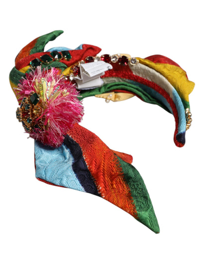 Dolce &amp; Gabbana – Mehrfarbiges, mit Blumen und Kristallen verziertes Diadem-Haarband