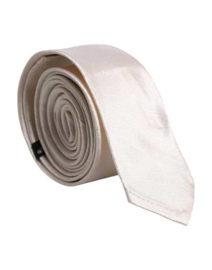 Dolce &amp; Gabbana, verstellbare Krawatte aus massiver Seide, Weiß