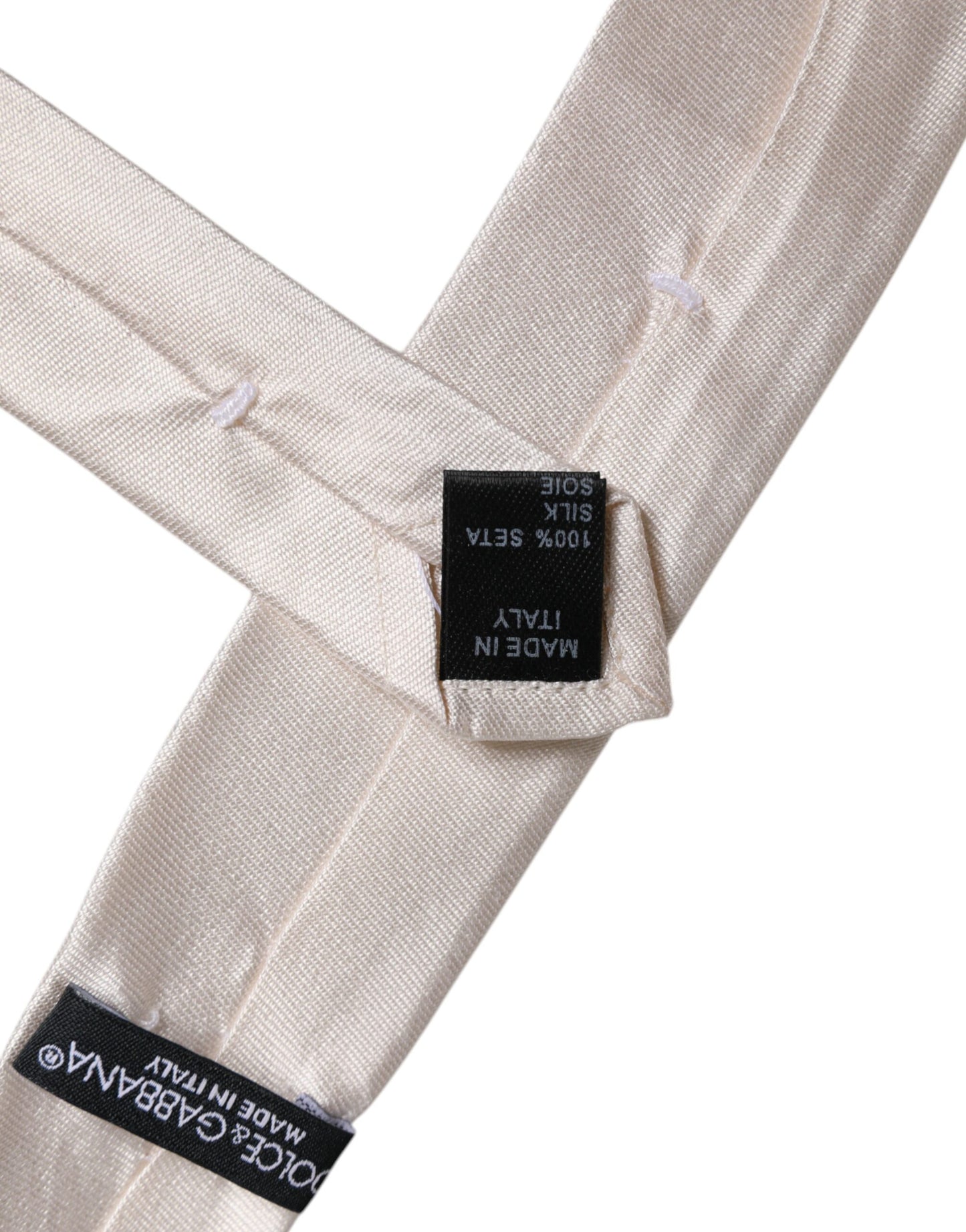 Dolce &amp; Gabbana, verstellbare Krawatte aus massiver Seide, Weiß