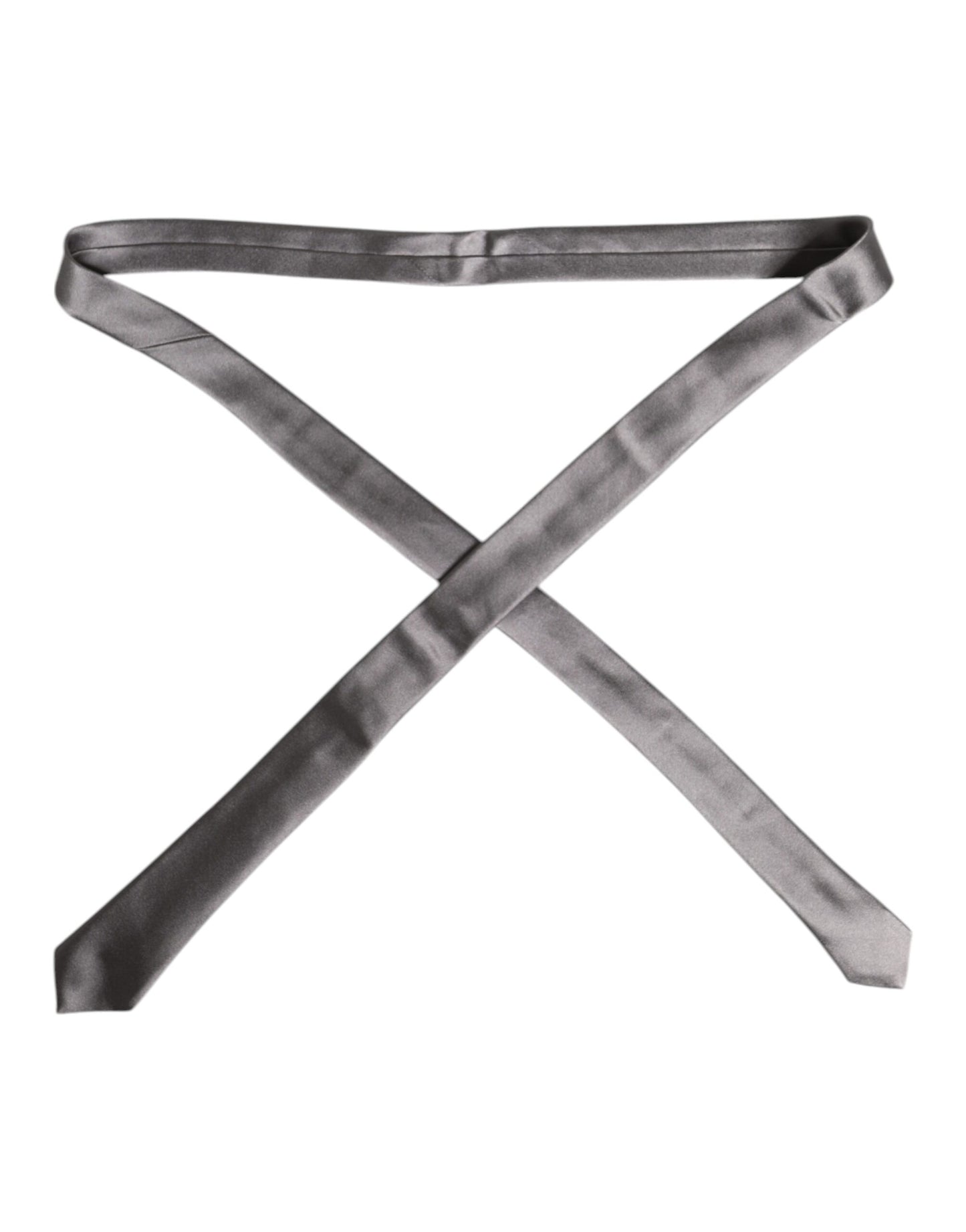 Dolce &amp; Gabbana – Verstellbare Seidenkrawatte in Metallic-Silber