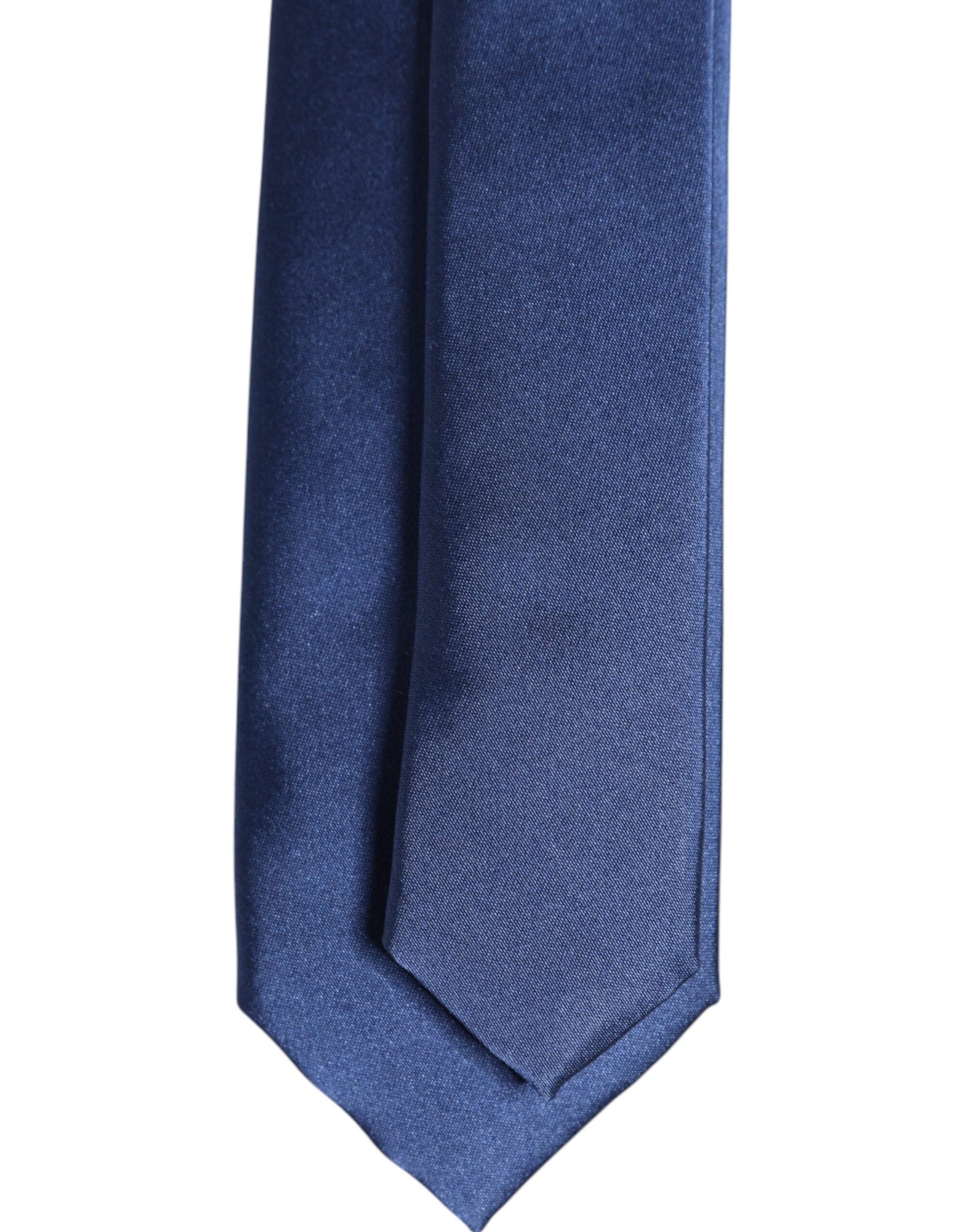 Dolce & Gabbana Blue Solid Silk Adjustable Necktie Tie
