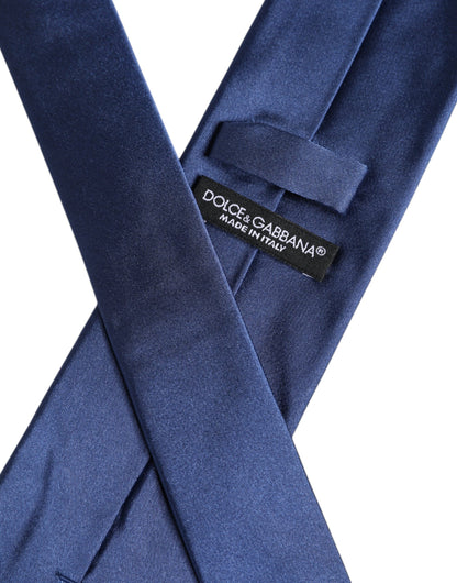 Dolce & Gabbana Blue Solid Silk Adjustable Necktie Tie