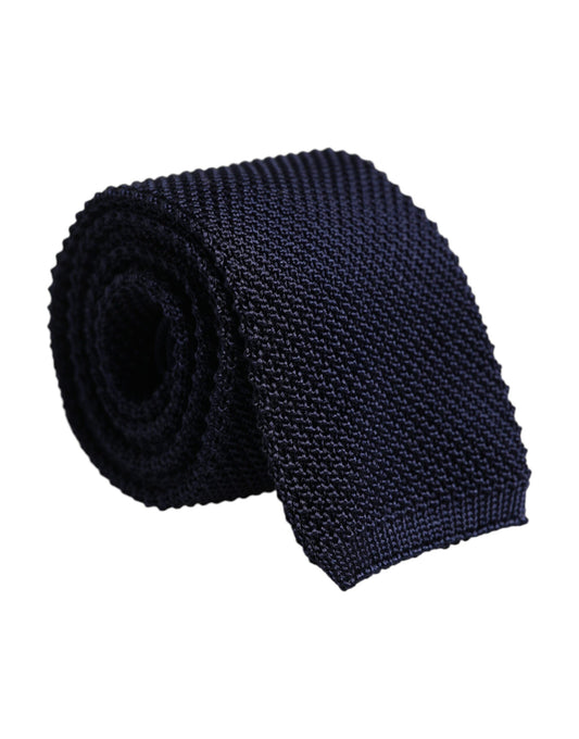 Dolce & Gabbana Dark Blue Silk Adjustable Necktie Tie