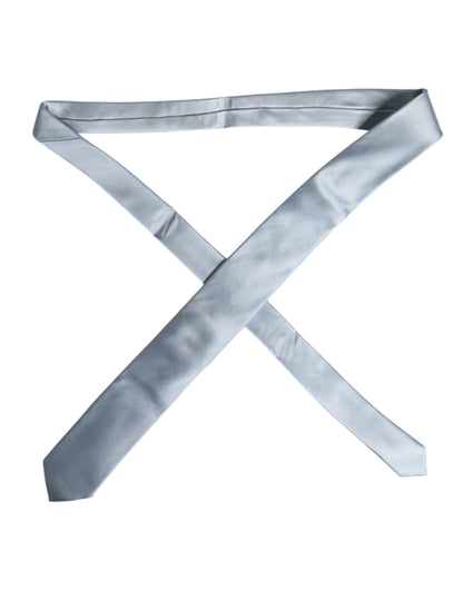 Dolce &amp; Gabbana Hellblaue, einfarbige, verstellbare Seidenkrawatte