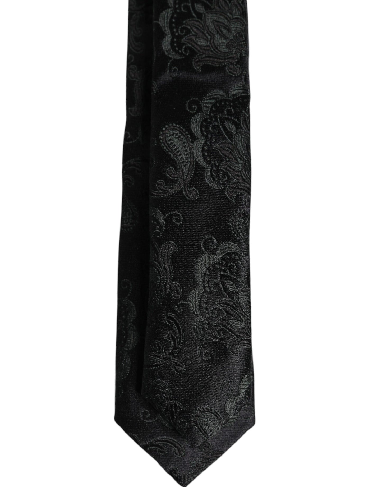 Dolce & Gabbana Dark Green Floral Silk Adjustable Necktie Tie