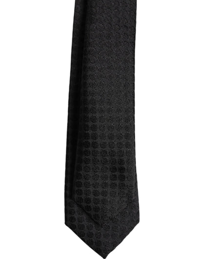 Dolce & Gabbana Black Circles Silk Adjustable Necktie Tie