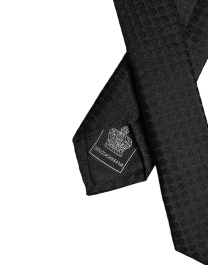 Dolce & Gabbana Black Circles Silk Adjustable Necktie Tie
