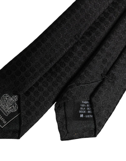 Dolce & Gabbana Black Circles Silk Adjustable Necktie Tie