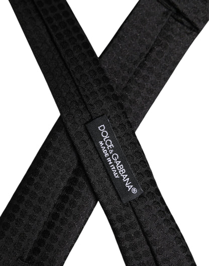 Dolce & Gabbana Black Circles Silk Adjustable Necktie Tie