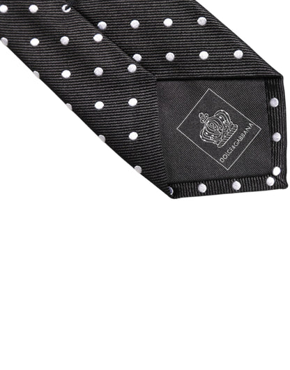 Dolce &amp; Gabbana – Verstellbare Seidenkrawatte mit schwarzen Punkten