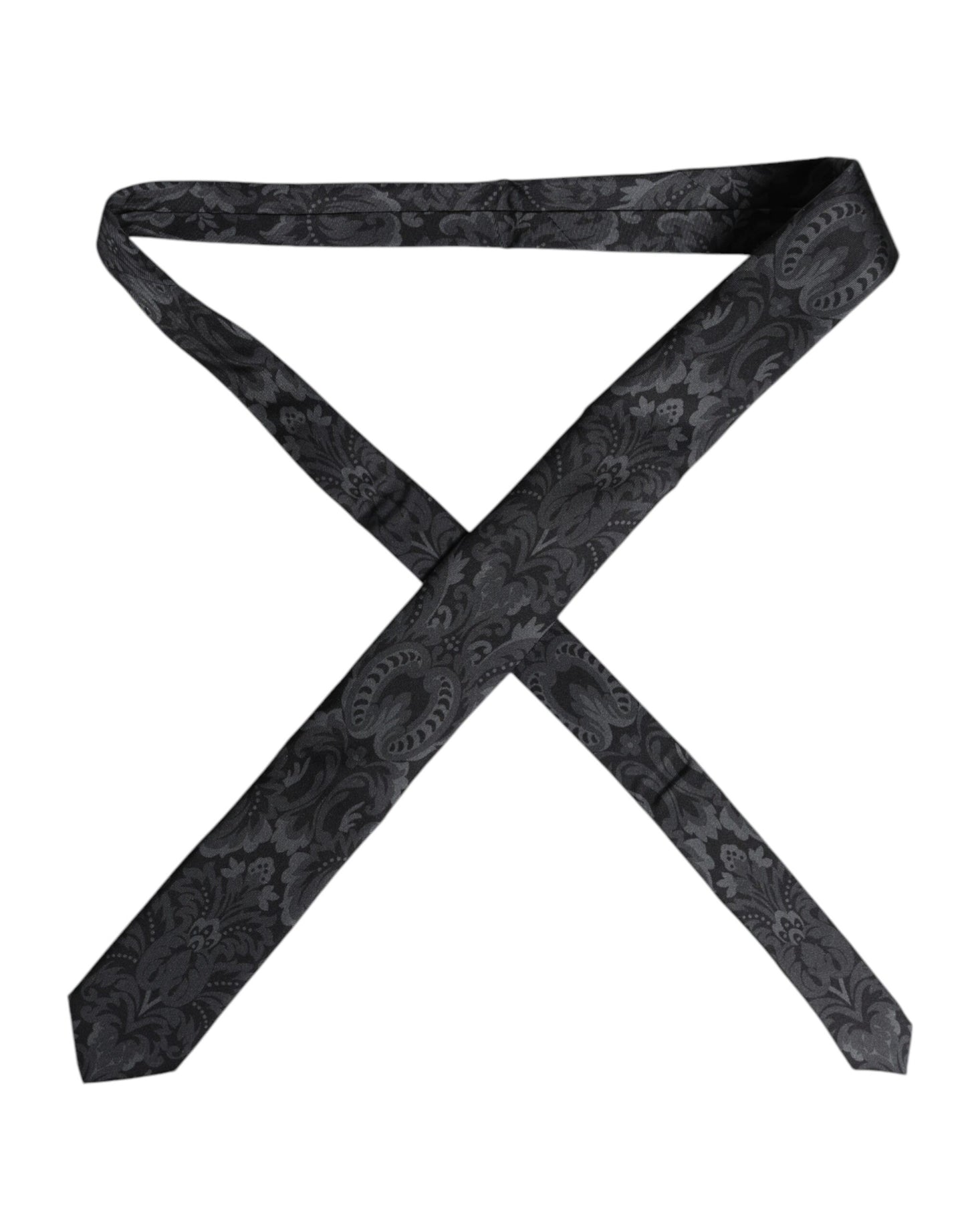 Dolce &amp; Gabbana – Verstellbare Krawatte mit Blumenmuster in Schwarz und Grau