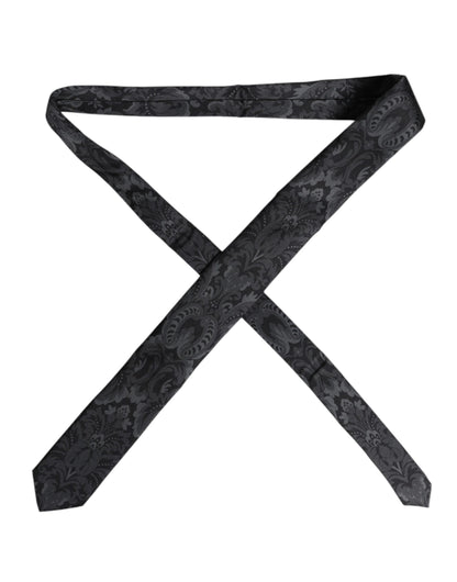 Dolce &amp; Gabbana – Verstellbare Krawatte mit Blumenmuster in Schwarz und Grau