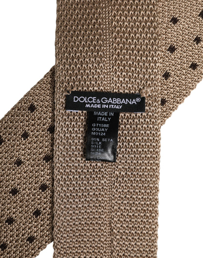 Dolce &amp; Gabbana – Verstellbare Seidenkrawatte mit Tupfenmuster in Beige