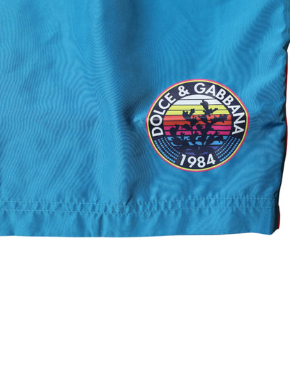 Dolce &amp; Gabbana – Türkisfarbene Strandshorts mit Logo, 2-teilige Bademode