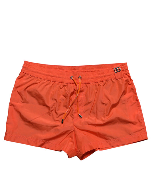 Dolce &amp; Gabbana – Orangefarbene Strandshorts aus Polyester, 2-teilige Bademode