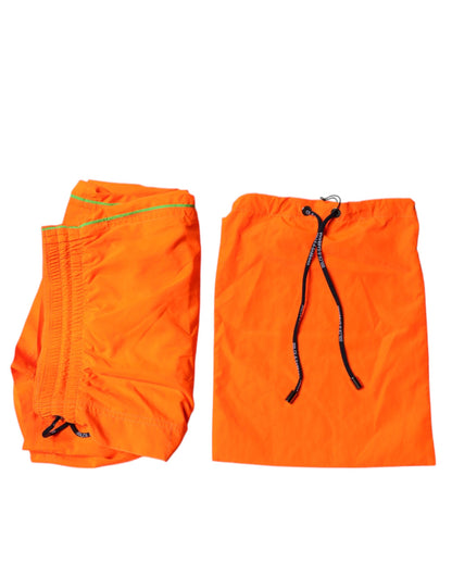 Dolce &amp; Gabbana – Orangefarbene Strandshorts aus Polyester, 2-teilige Bademode