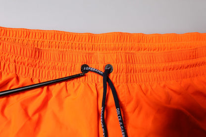 Dolce &amp; Gabbana – Orangefarbene Strandshorts aus Polyester, 2-teilige Bademode