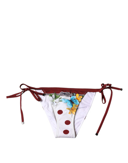 Dolce &amp; Gabbana – Weißer Badeanzug mit Blumenmuster und Bikinihose
