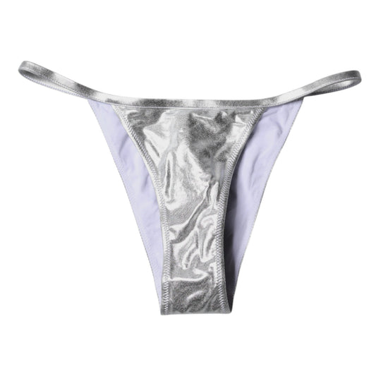 Dolce &amp; Gabbana Silber Polyester Beachwear Bikini Bottom Bademode