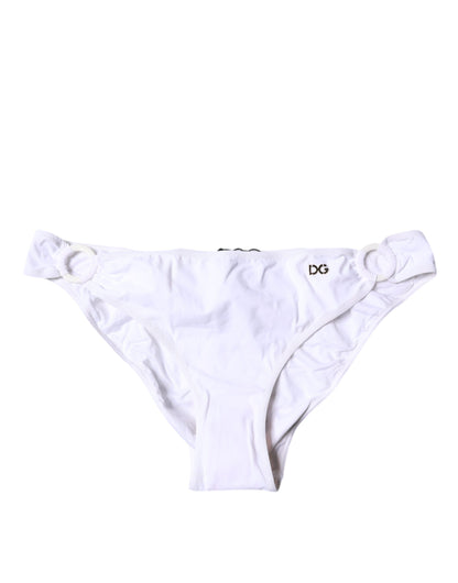 Dolce &amp; Gabbana Weißes Nylon Beachwear Bikini Bottom Bademode