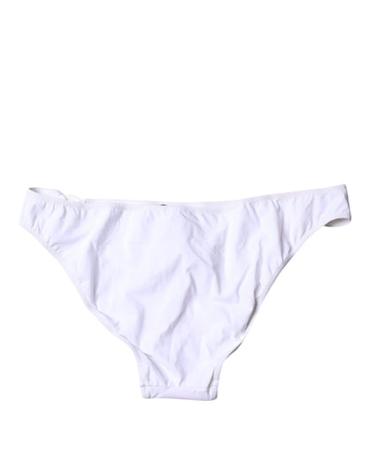 Dolce &amp; Gabbana Weißes Nylon Beachwear Bikini Bottom Bademode