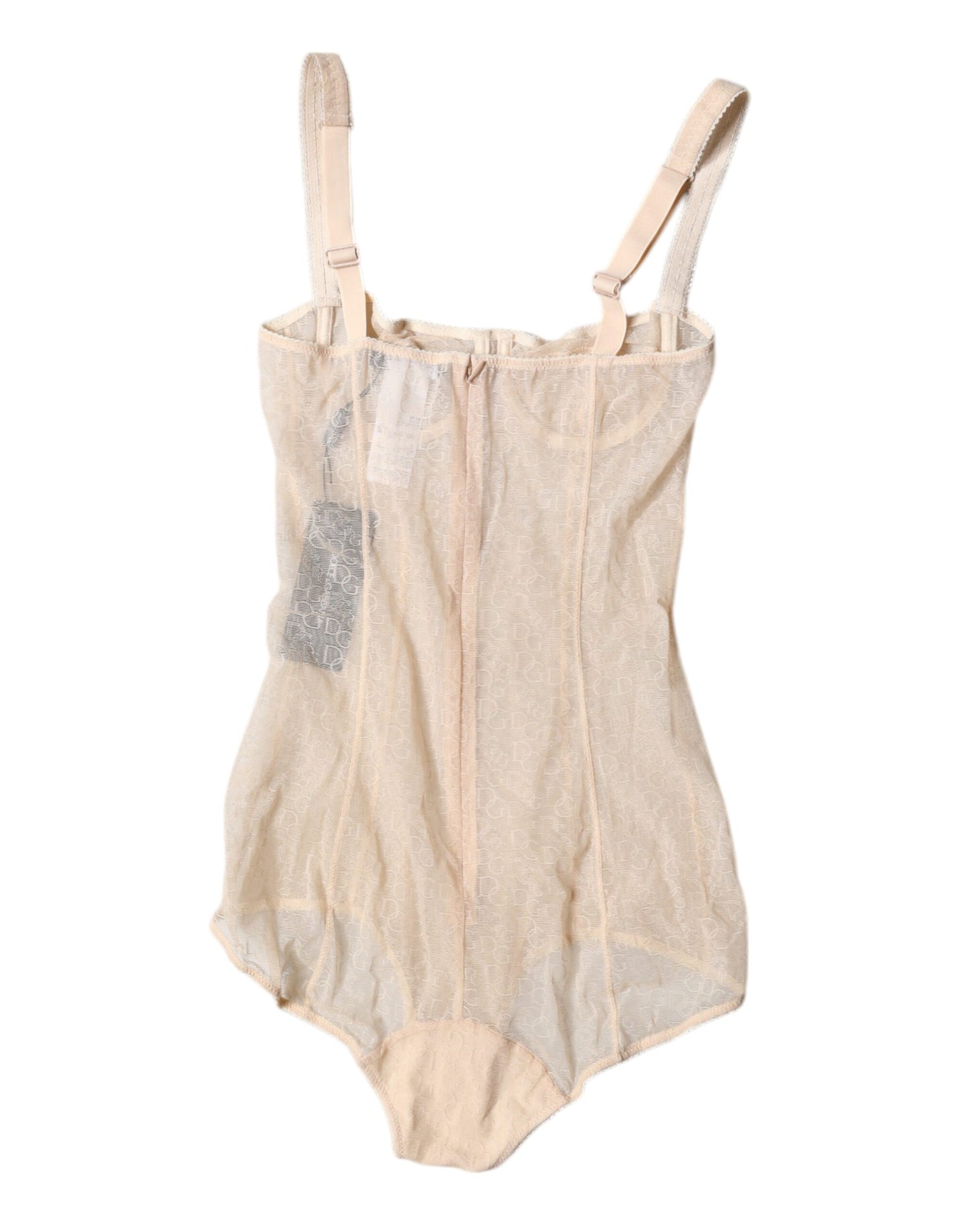 Dolce &amp; Gabbana Beige Tüll Balconette BH Bodysuit Unterwäsche