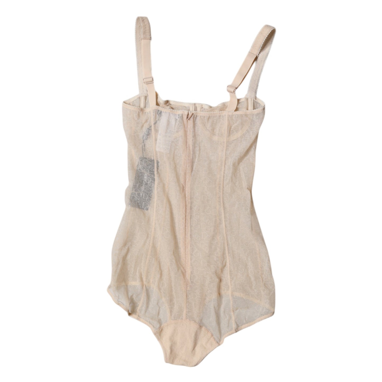 Dolce &amp; Gabbana Beige Tüll Balconette BH Bodysuit Unterwäsche