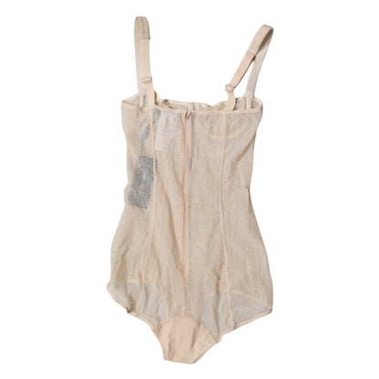Dolce &amp; Gabbana Beige Tüll Balconette BH Bodysuit Unterwäsche