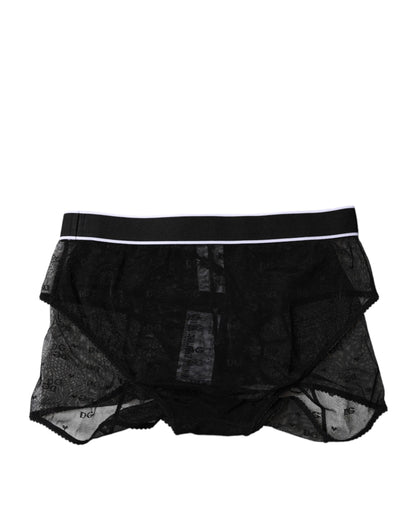 Dolce & Gabbana Black Tulle Nylon Mid Waist Panty Underwear