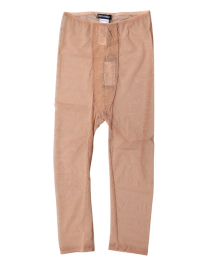 Dolce &amp; Gabbana – Kurze, enge Unterwäsche aus Spitze mit Logo in Braun