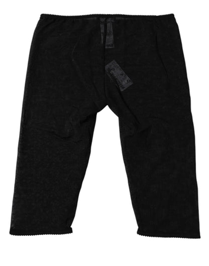 Dolce &amp; Gabbana – Schwarze, kurze Spitzenunterwäsche mit Logo